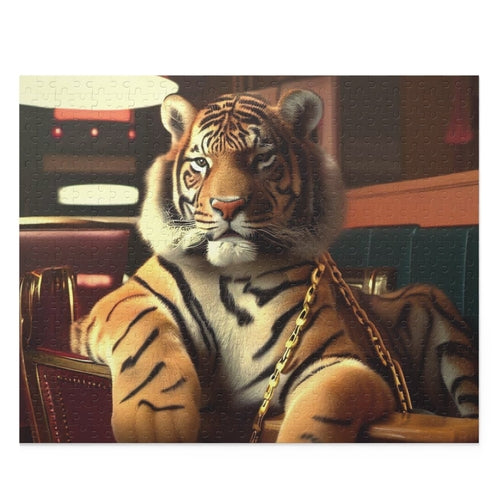 Retro Tiger In A Diner Jigsaw Puzzle 500-Piece