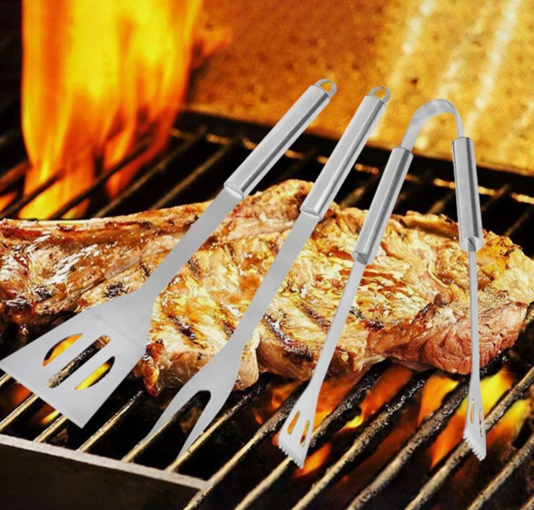 3 PCS Stainless Steel BBQ Grill Utensils Set