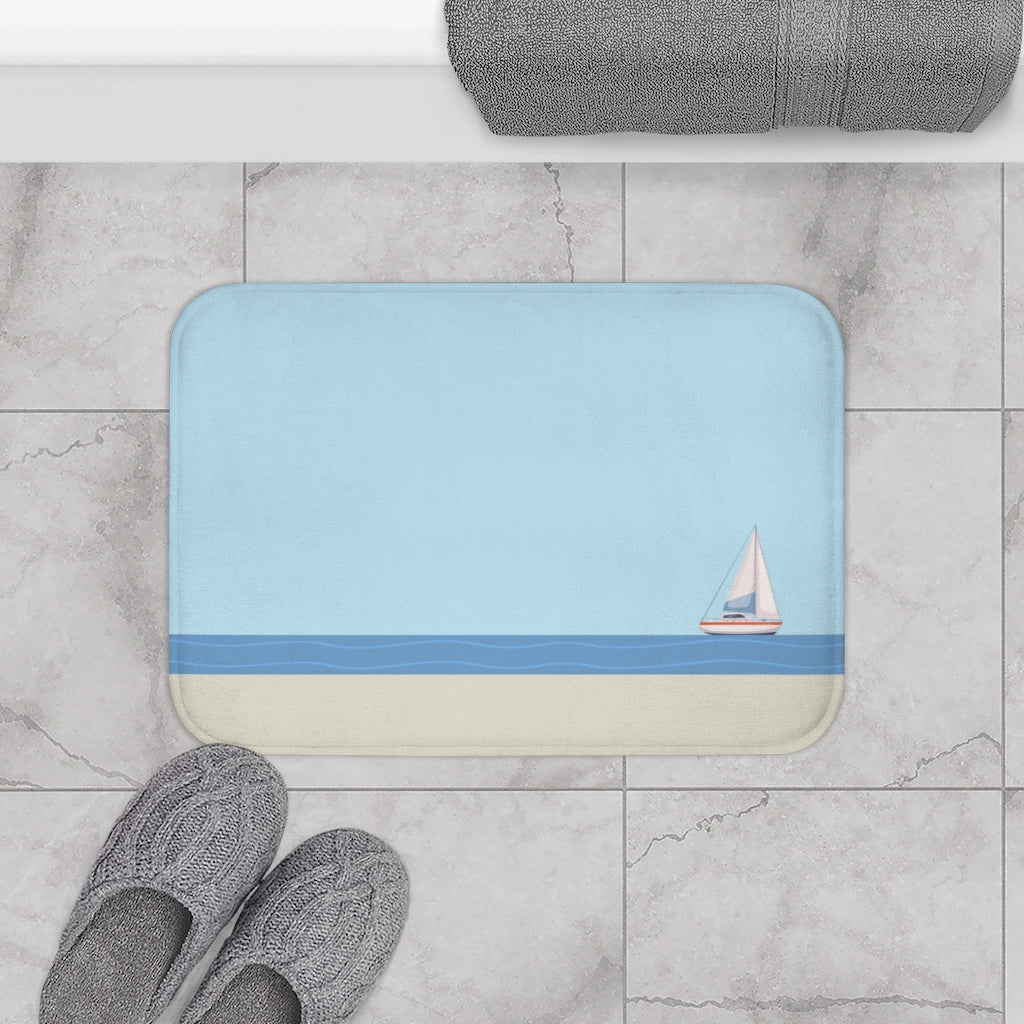 Sail Boat in the Ocean Bath Mat