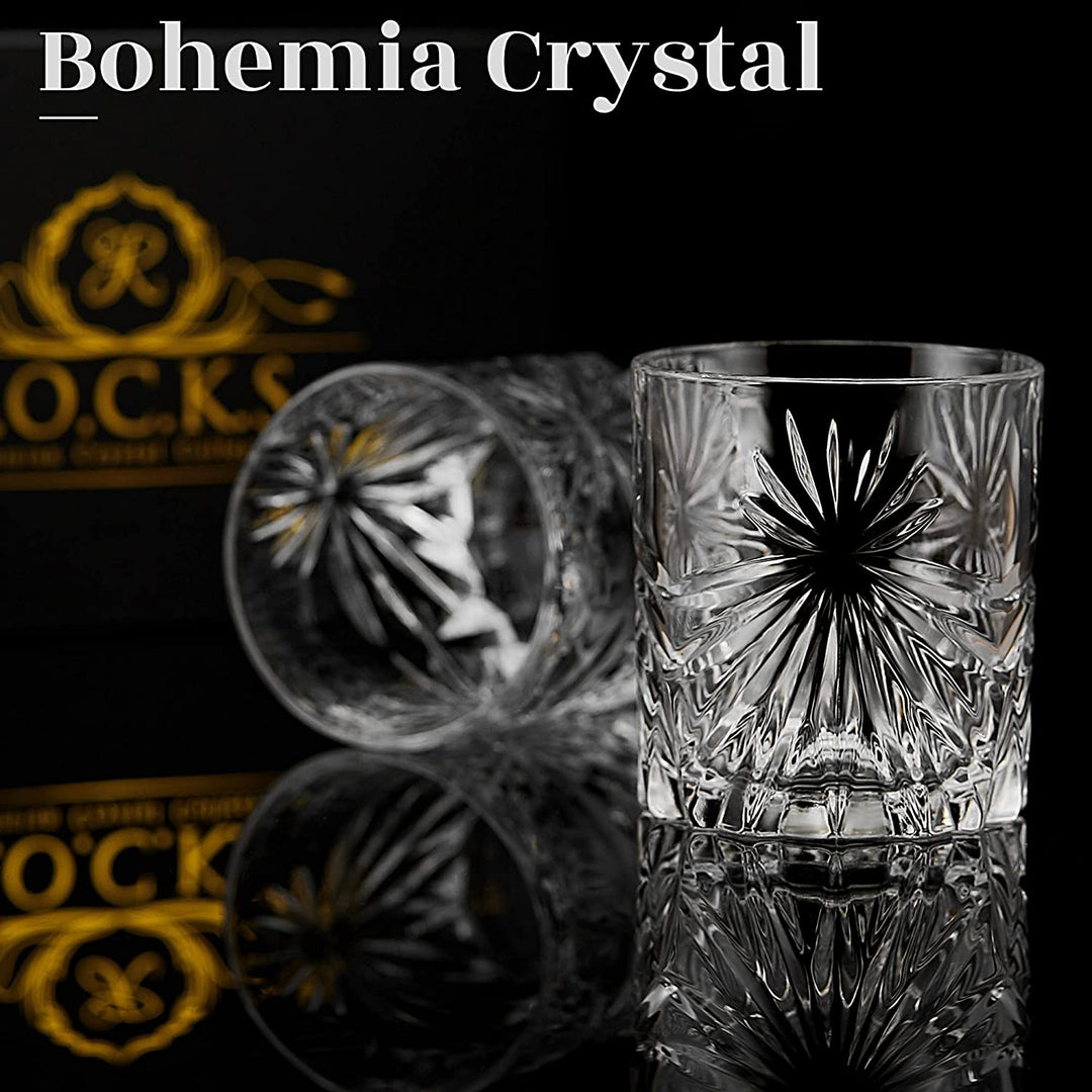 Crystal Whiskey Glasses - Set of 2 Soleil Glass Tumblers (10.7oz)