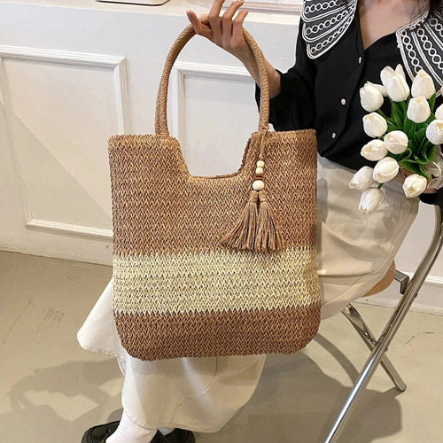 Summer Beach Straw Shoulder Tote