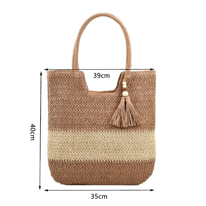 Summer Beach Straw Shoulder Tote