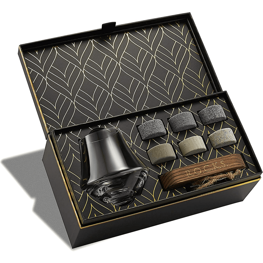 Whiskey Stones & Crystal Nosing Tasting Glass Gift Set