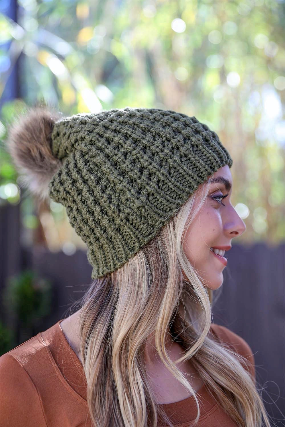 Cute Textured Pom Beanie