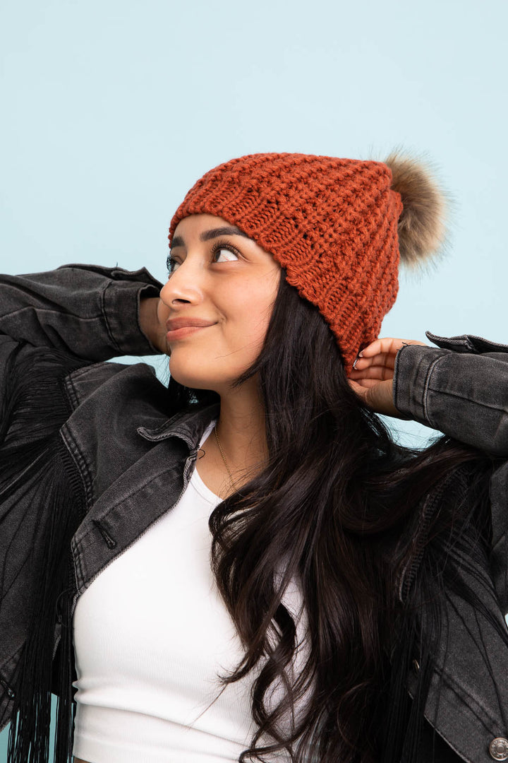 Cute Textured Pom Beanie