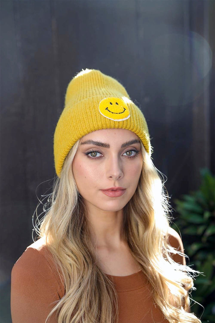 Smiley Face Ribbed Beanie 🙂