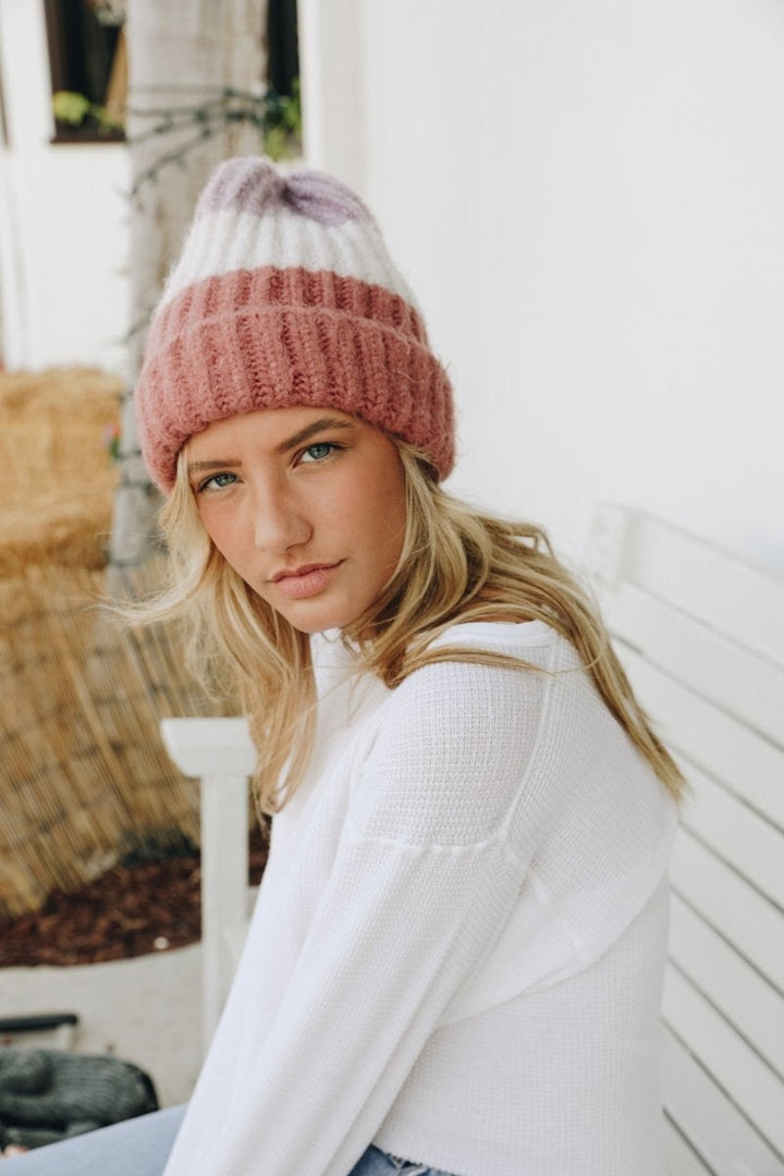 Color Block Knit Beanie