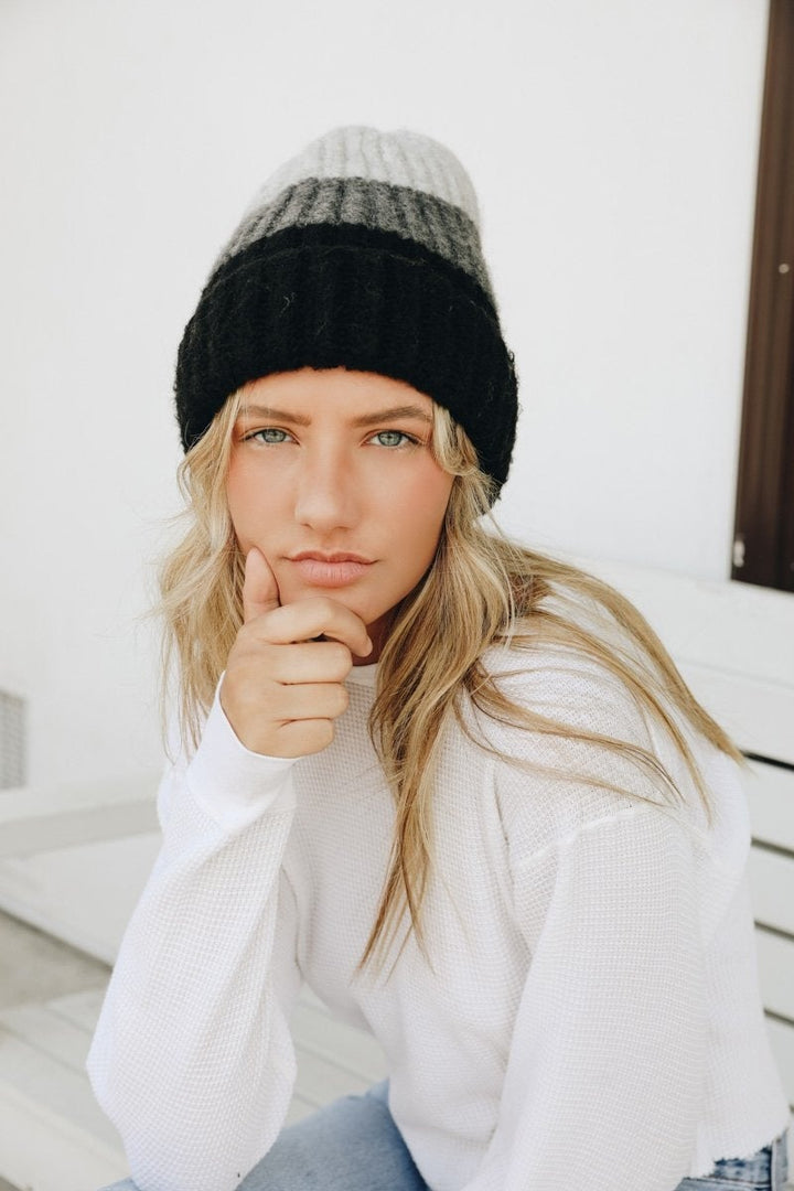 Color Block Knit Beanie