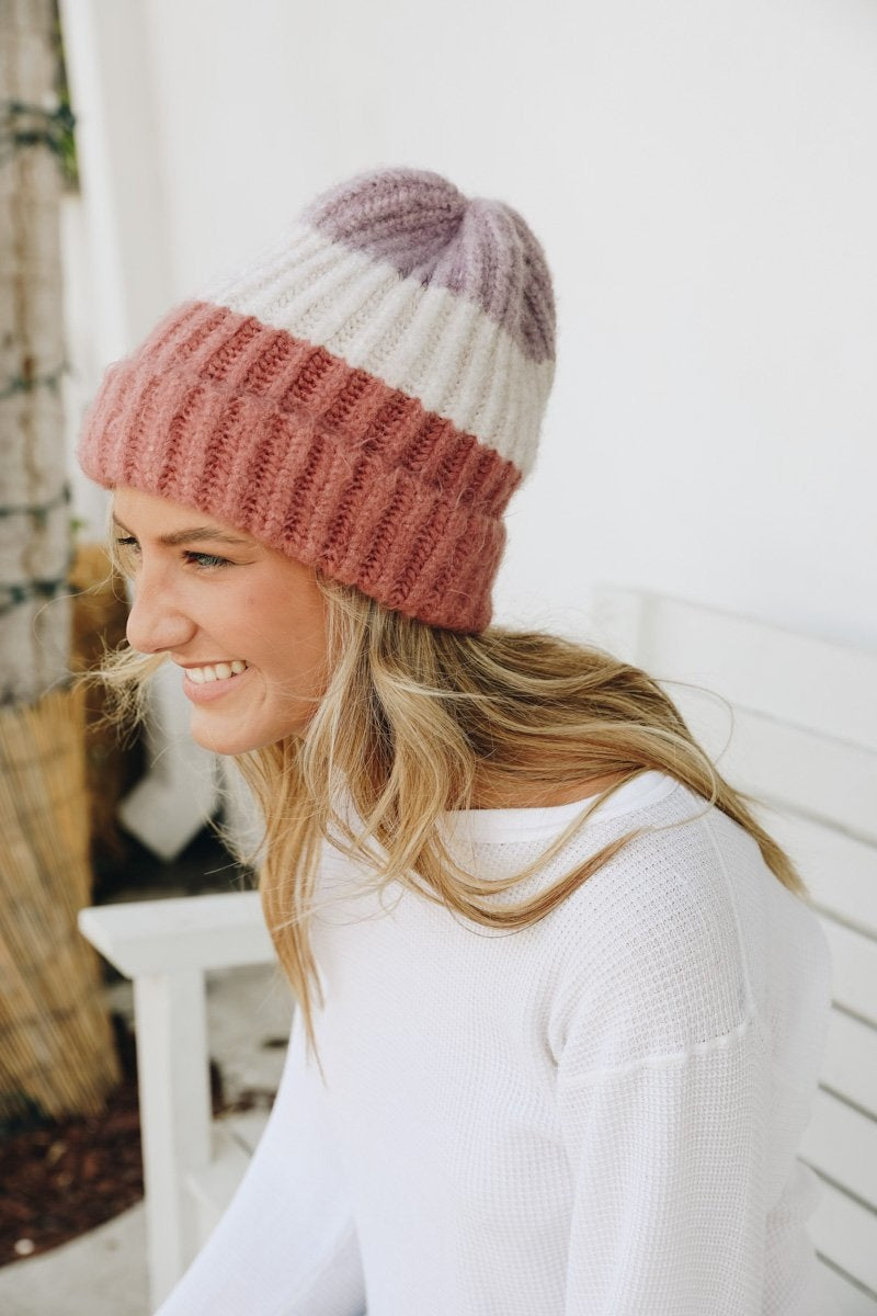 Color Block Knit Beanie