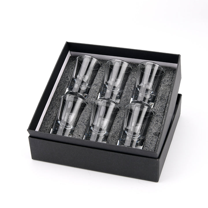 6 Shot Glasses in Black Presentation Gift Box