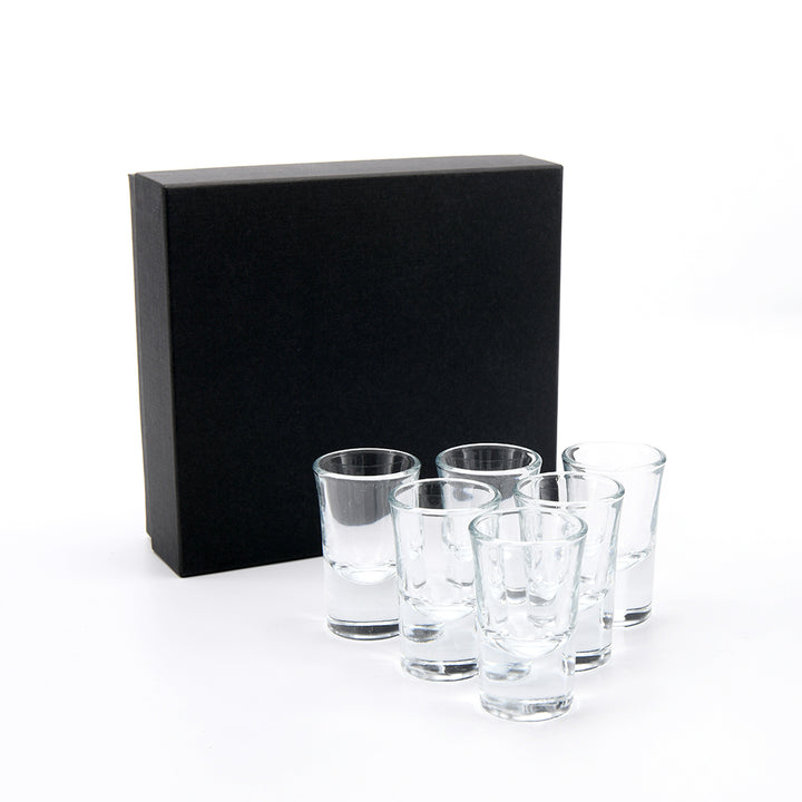 6 Shot Glasses in Black Presentation Gift Box