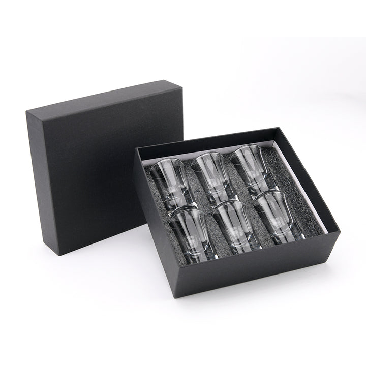 6 Shot Glasses in Black Presentation Gift Box