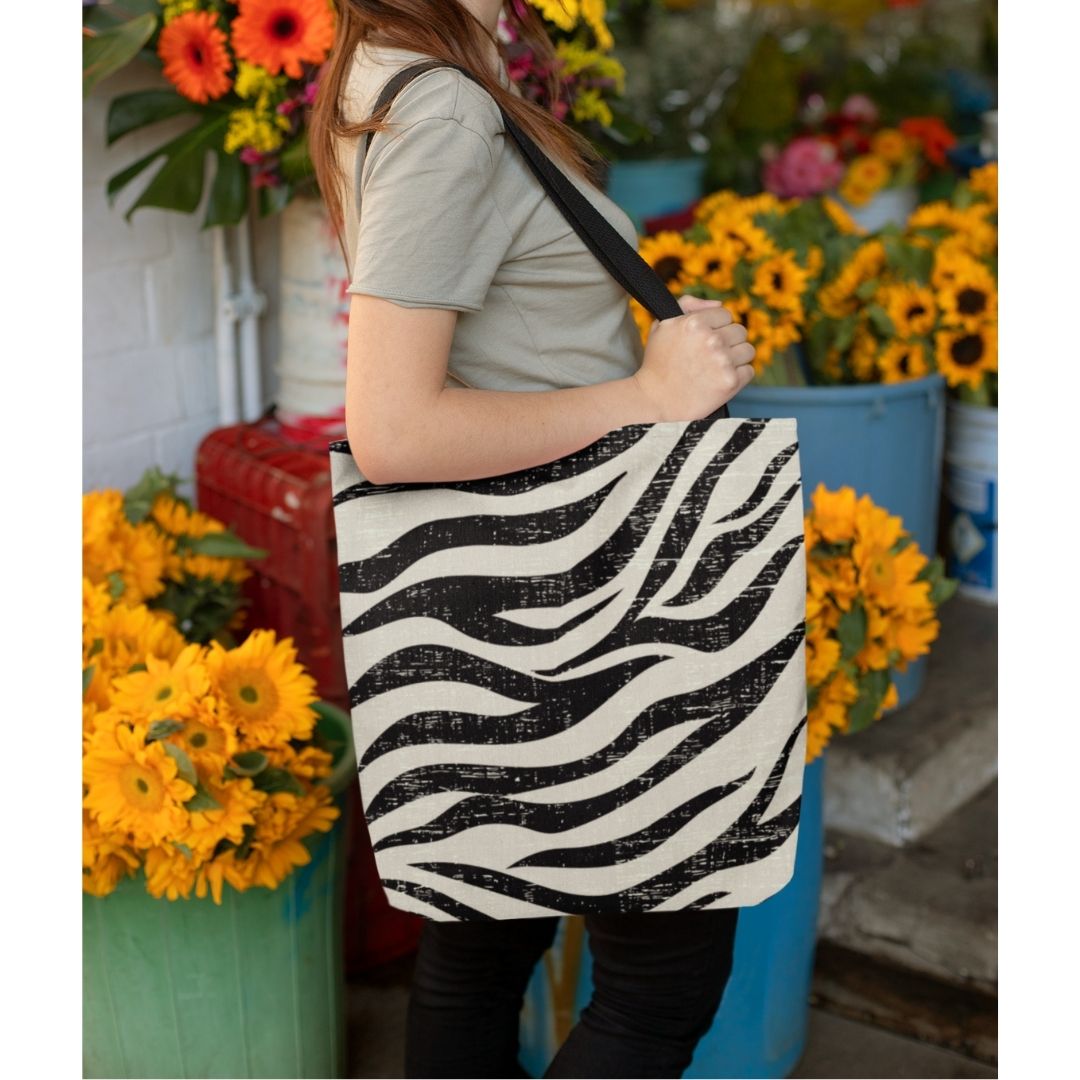 Double Sided Zebra Print Beach Shopper Tote Bag - Medium