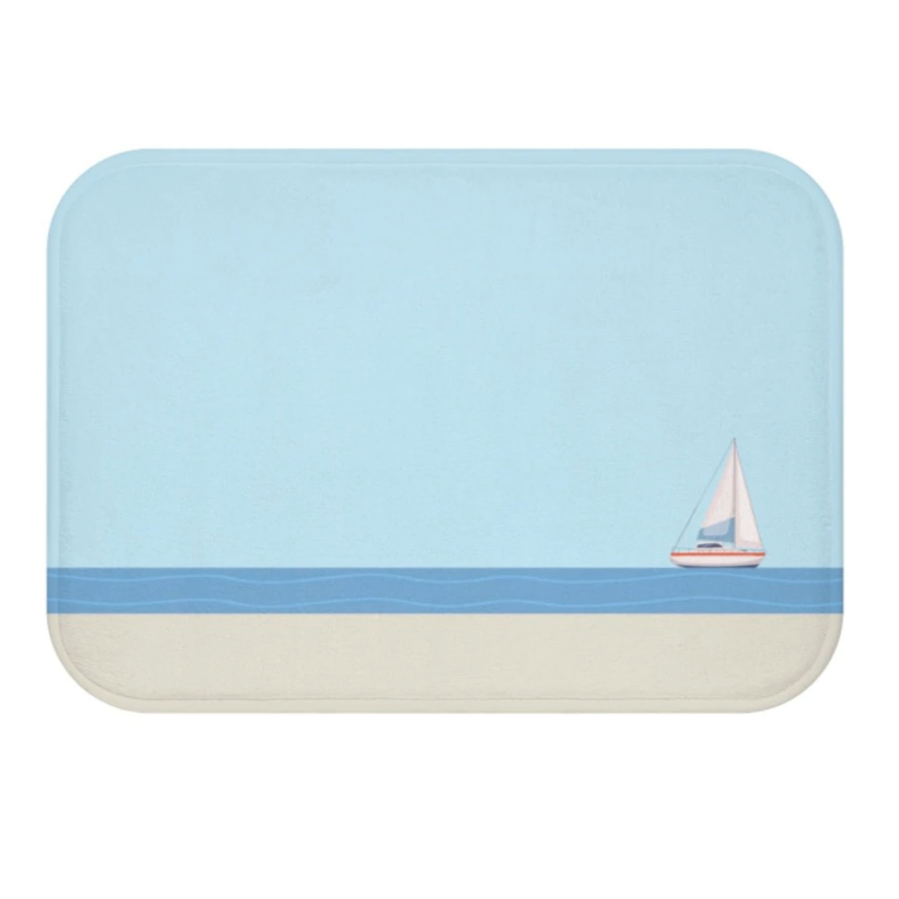 Sail Boat in the Ocean Bath Mat