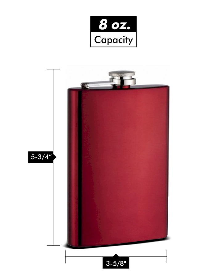 Neon Red Hip Flasks 8oz