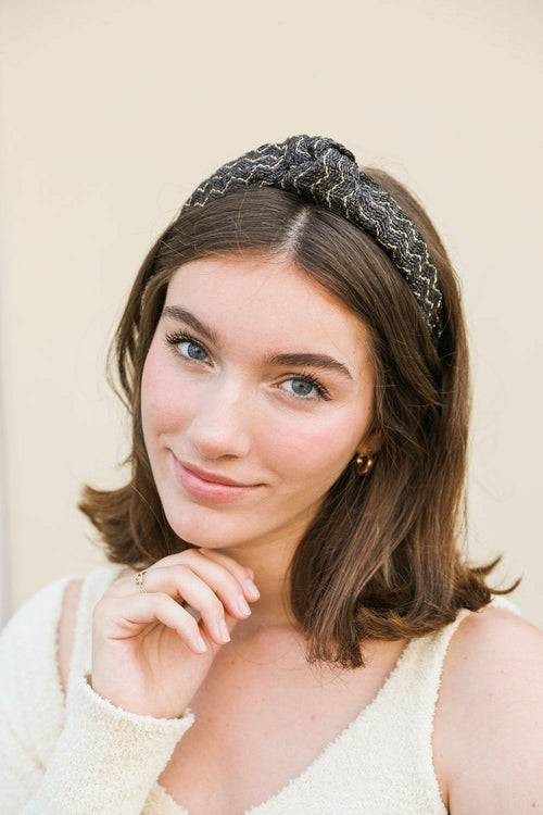 Lurex Basketwoven Top Knot Headband