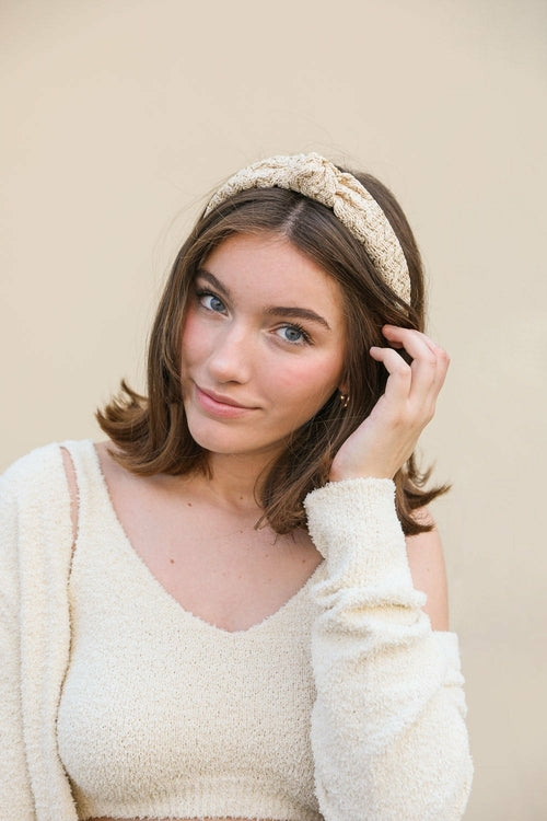 Lurex Basketwoven Top Knot Headband