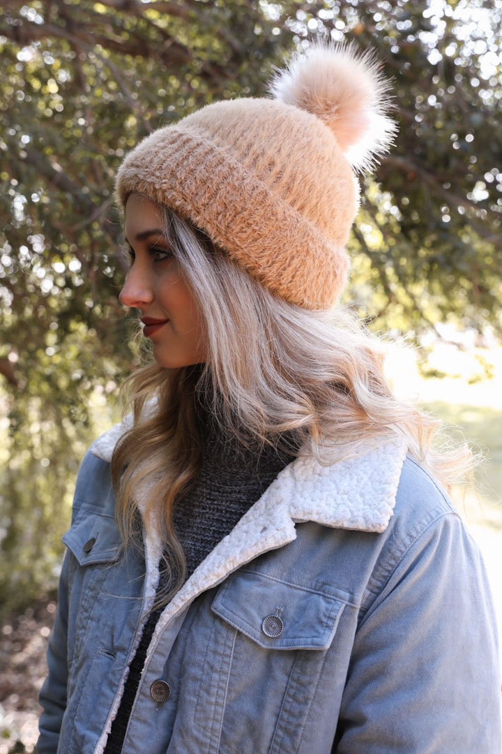 Soft Mohair Pom Beanie