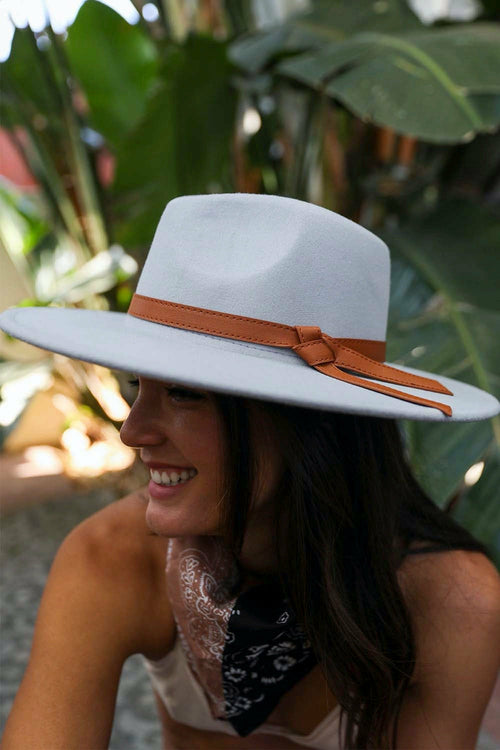 Wide Brim Leather Ribbon Bolero Hat